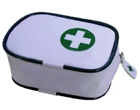 Saco de primeiros socorros com z&iacute;per cub&oacute;ide recicl&aacute;vel para uso dom&eacute;stico